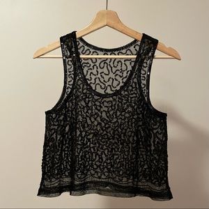 Seductions Beaded Crop Top in Black